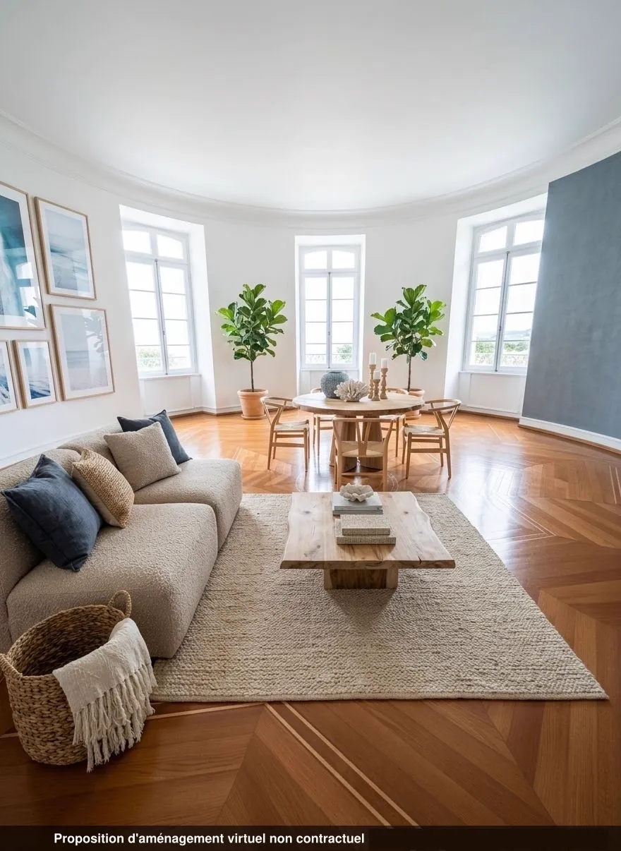 Séjour du lot 0.04 restauré, ambiance bord de mer et rose des vents