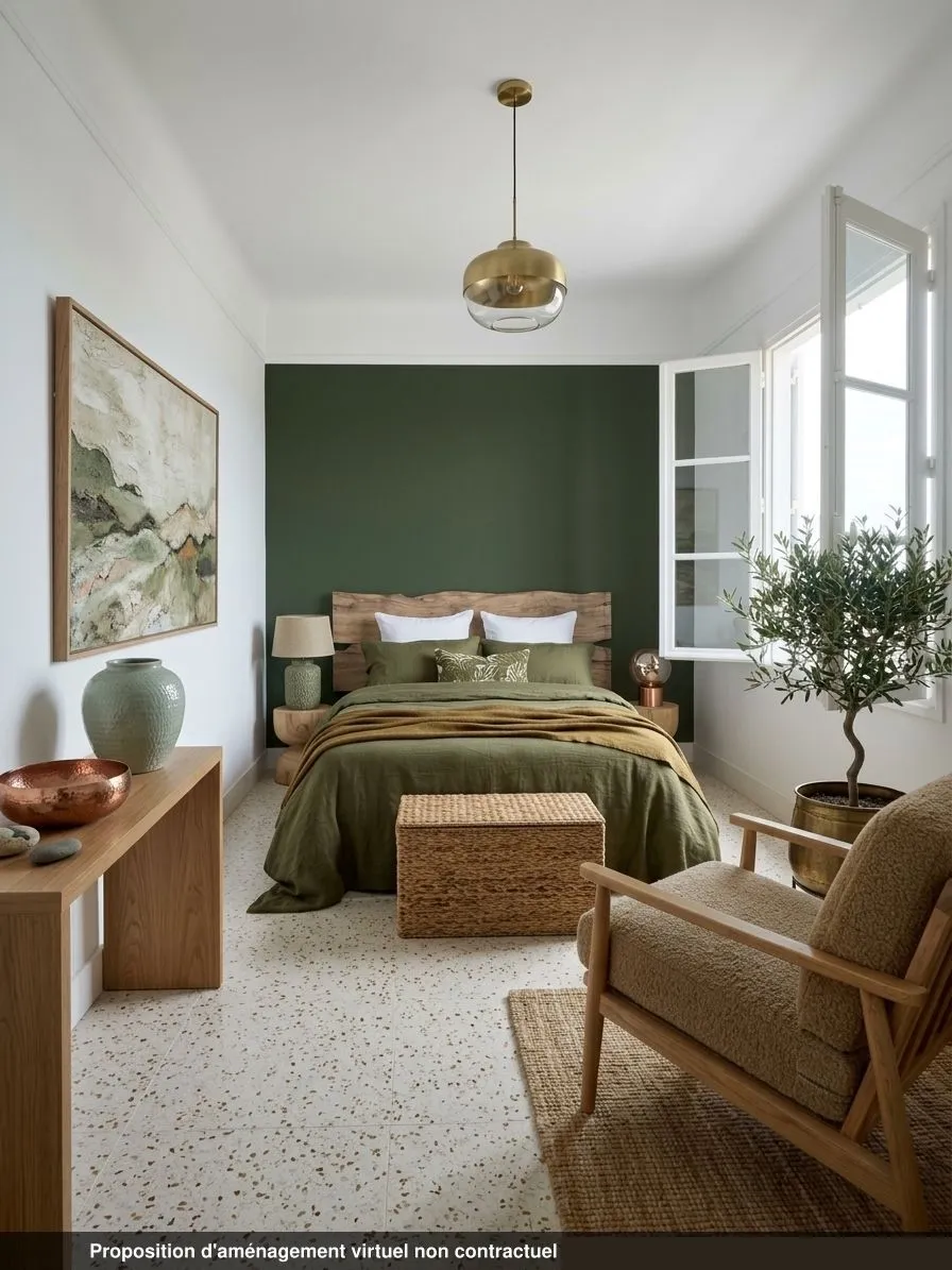 Chambre du lot 0.03 en ambiance charme, sol terrazzo