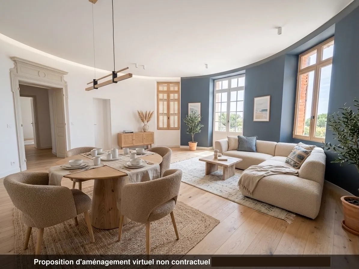 Séjour restauré du Château des Bormettes, proposition d'aménagement virtuel non contractuel